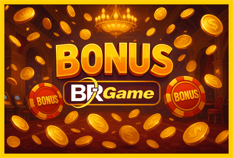 Imagem promovendo bônus BRGAME com recompensas imperdíveis.